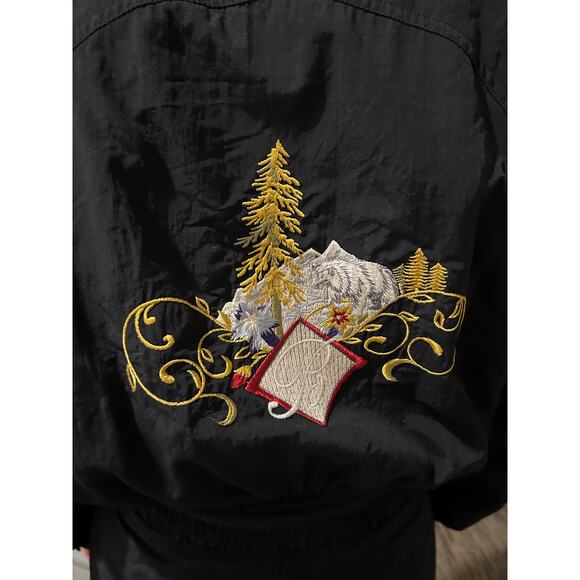 Vintage Bogner Ski Suit Women’s 8 Black Embroidered Mountain Scene Après Ski - Picture 13 of 13